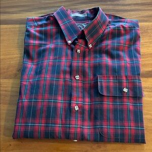 Windsor Mens L Plaid (blue/red) Long Sleeve Button Up Shirt